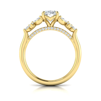 Floral Marquise Cluster Oval Engagement Ring