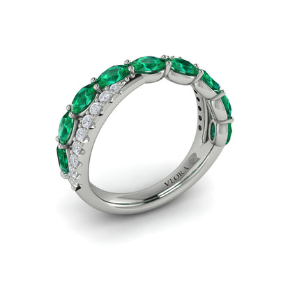 Multi Diamond and Emerald Twist Statement Ring
