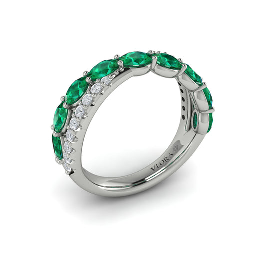 Multi Diamond and Emerald Twist Statement Ring