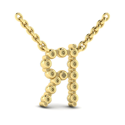 Diamond Alphabet Pendant Necklace, R