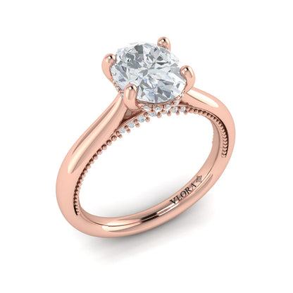 Modern Vintage Solitaire Engagement Ring with Hidden Halo