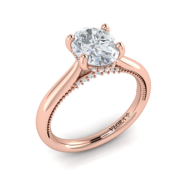 Modern Vintage Solitaire Engagement Ring with Hidden Halo