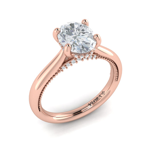 Modern Vintage Solitaire Engagement Ring with Hidden Halo