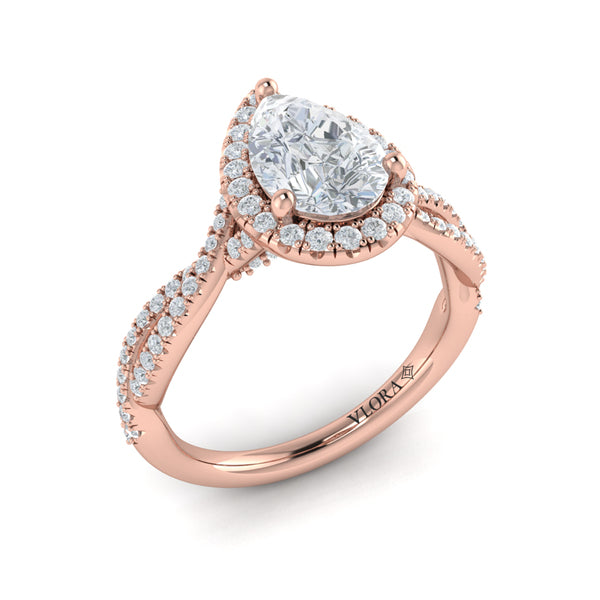 Entwined Pear Halo Engagement Ring
