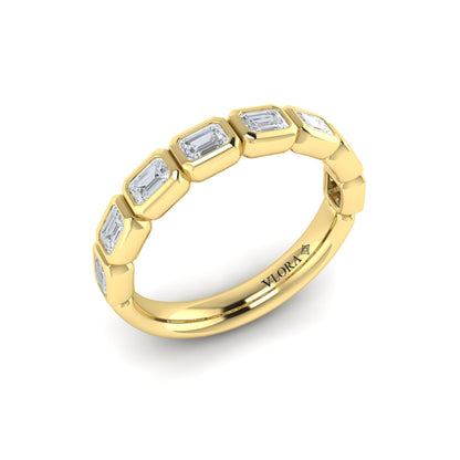 Matching Band for Emerald Cut Bezel Engagement Ring with Bezel Set Accent Diamonds