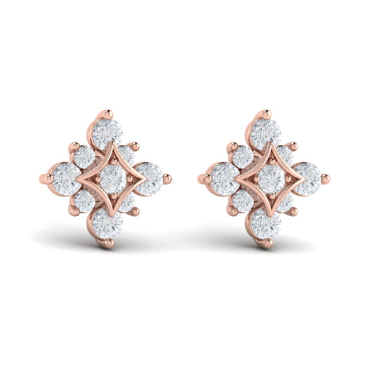 Floating Diamond Star Stud Earrings