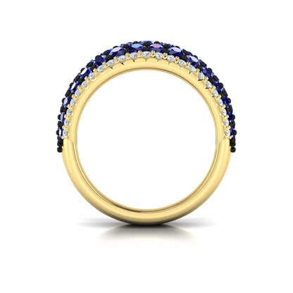 Diamond and Sapphire Multi-Row Statement Ring