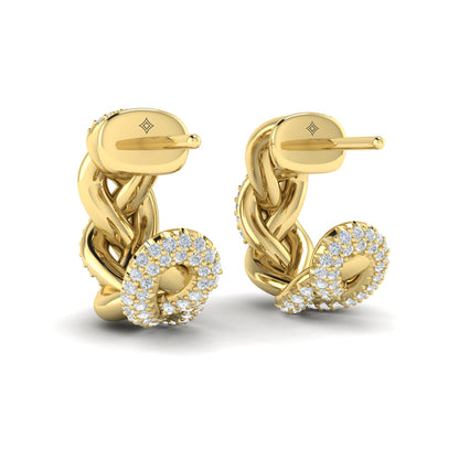 Alternating Diamond Twist Huggie Hoop Earrings