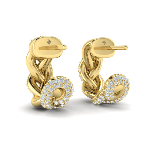 Alternating Diamond Twist Huggie Hoop Earrings