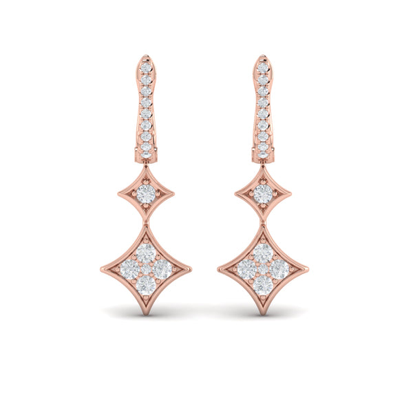 Diamond Double Vlora Star Drop Huggie Earrings