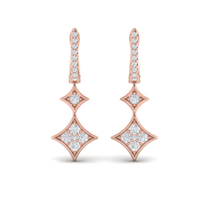 Diamond Double Vlora Star Drop Huggie Earrings