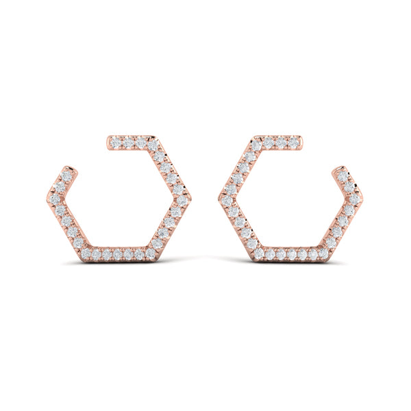 Diamond Forward-Facing Honeycomb Open Hoop Earrings