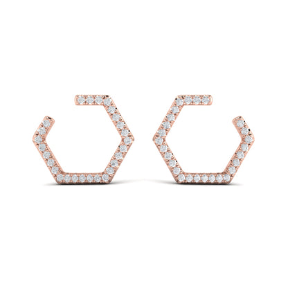 Diamond Forward-Facing Honeycomb Open Hoop Earrings