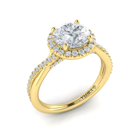 Entwined Halo Round Engagement Ring