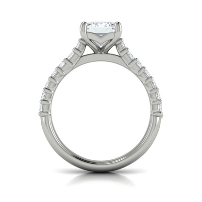 Emerald Cut Engagement Ring with Baguette Diamond Band