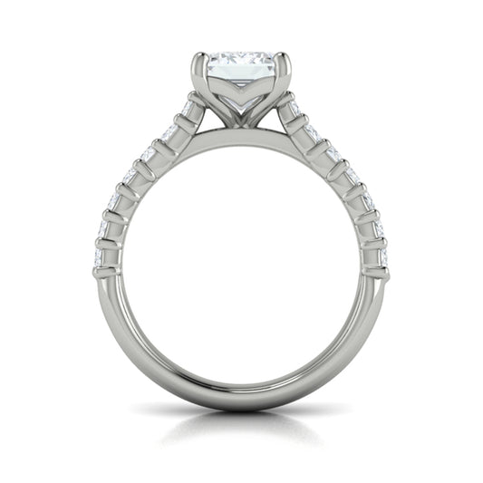 Emerald Cut Engagement Ring with Baguette Diamond Band