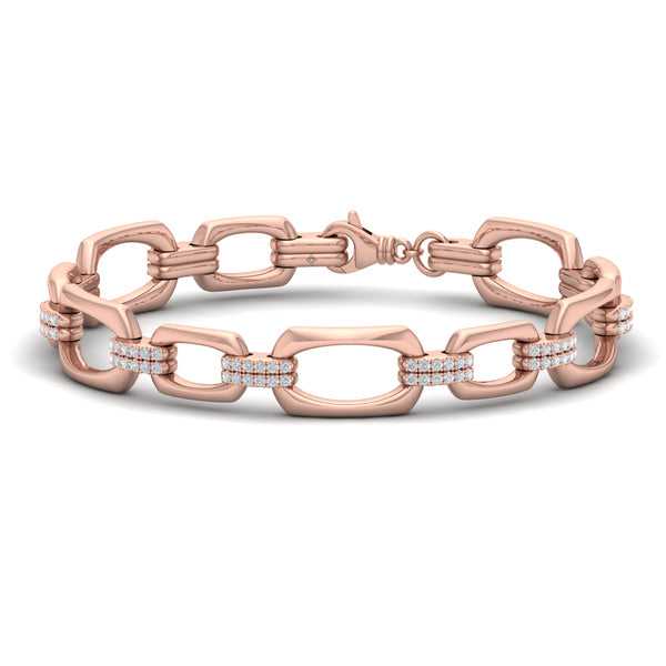 Diamond Accent East West Open Oval Link Bracelet