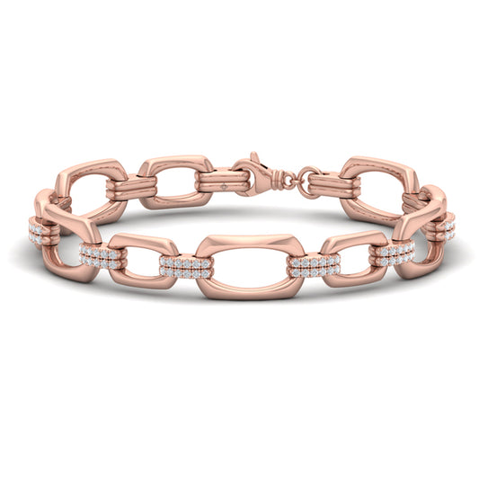 Diamond Accent East West Open Oval Link Bracelet