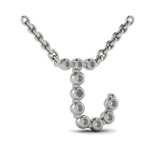Diamond Alphabet Pendant Necklace, J