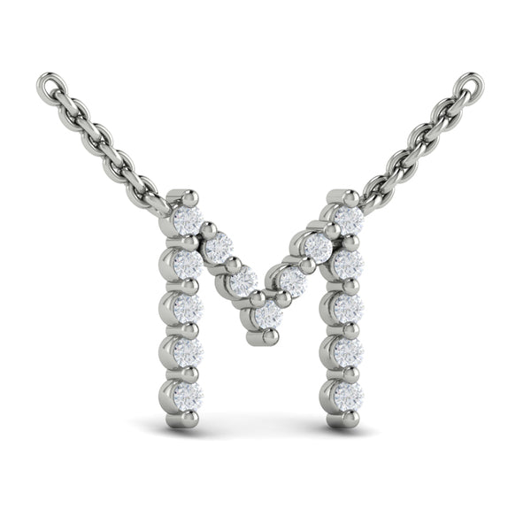 Diamond Alphabet Pendant Necklace, M
