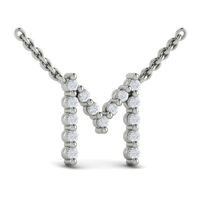 Diamond Alphabet Pendant Necklace, M
