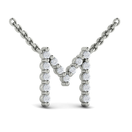 Diamond Alphabet Pendant Necklace, M