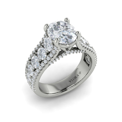 Oval Halo Engagement Ring in Platinum by Vlora Bridal