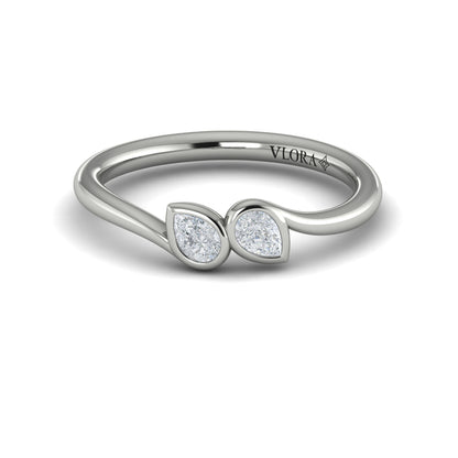 Pear Shaped Diamond Bezel‑set two‑stone Bypass Ring