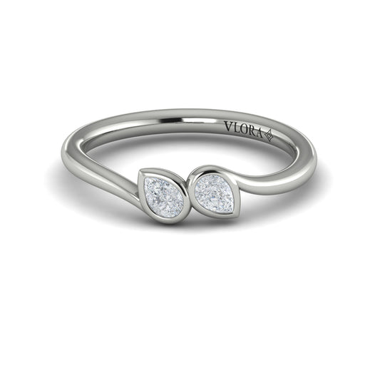 Pear Shaped Diamond Bezel‑set two‑stone Bypass Ring