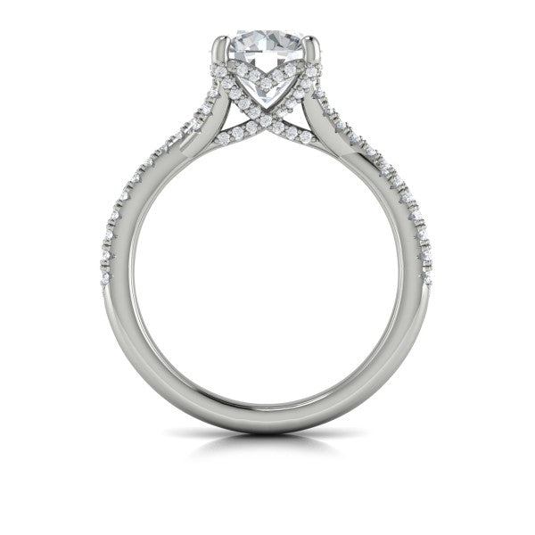 Woven Pave Round Diamond Engagement Ring