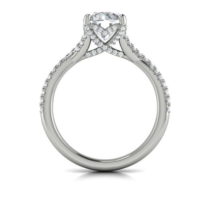 Woven Pave Round Diamond Engagement Ring