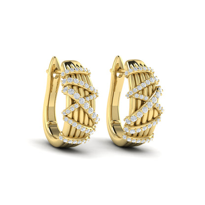 Diamond Ribbon Hoop Earrings