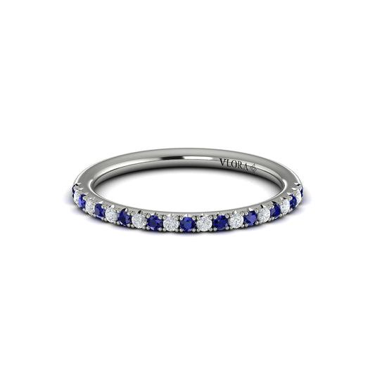 Slim Sapphire and Diamond Stackable Band