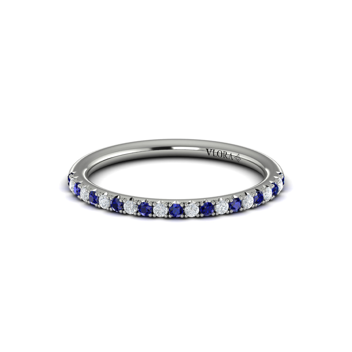 Slim Sapphire and Diamond Stackable Band