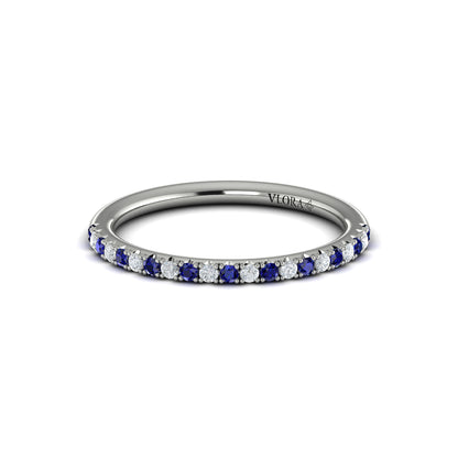 Slim Sapphire and Diamond Stackable Band