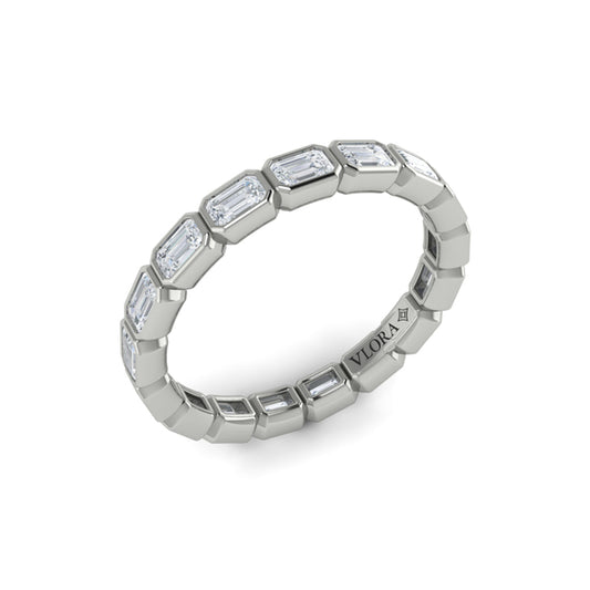 Bezel Set Emerald Cut Eternity Ring
