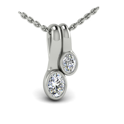 Bezel‑set Oval Diamond Double‑Drop Necklace