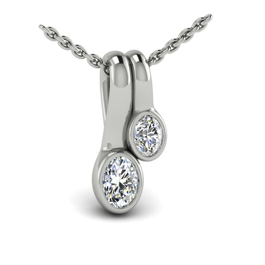 Bezel‑set Oval Diamond Double‑Drop Necklace