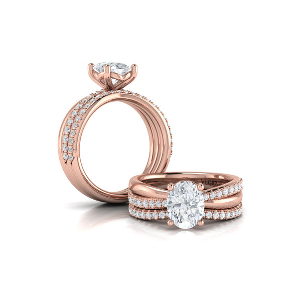 Matching Bands Wedding Band in 14K Rose Gold by Vlora Bridal