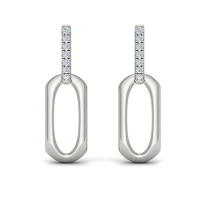 Diamond Accent North South Open Oval Pendant Link Earrings
