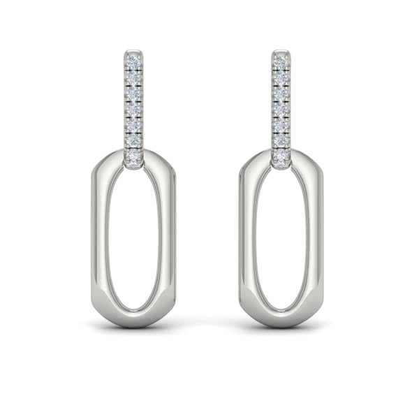 Diamond Accent North South Open Oval Pendant Link Earrings