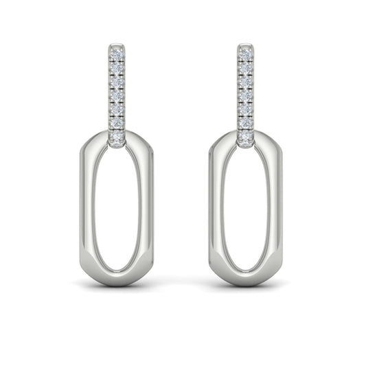 Diamond Accent North South Open Oval Pendant Link Earrings