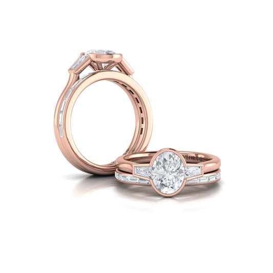 Matching Band for Modern Trio Oval Bezel Engagement Ring