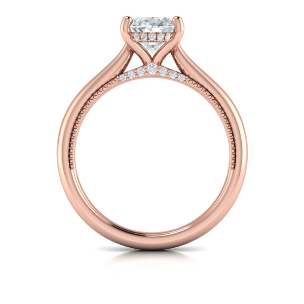 Modern Vintage Solitaire Engagement Ring with Hidden Halo