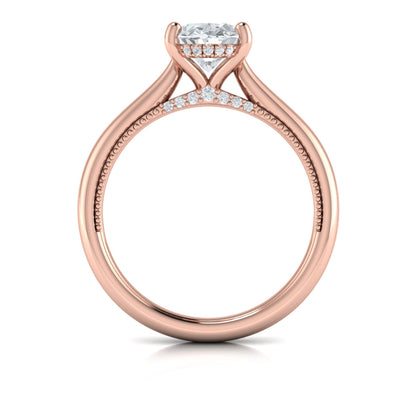 Modern Vintage Solitaire Engagement Ring with Hidden Halo