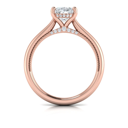 Modern Vintage Solitaire Engagement Ring with Hidden Halo