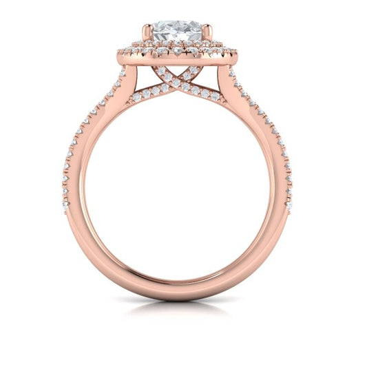 Delicate Double Halo Engagement Ring with Split Shank