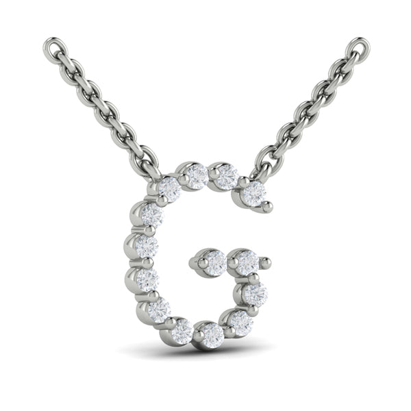 Diamond Alphabet Pendant Necklace, G