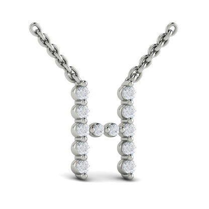 Diamond Alphabet Pendant Necklace, H