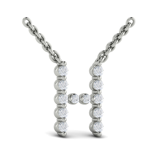 Diamond Alphabet Pendant Necklace, H